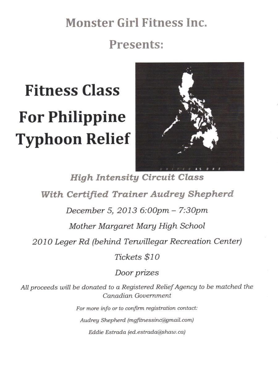 Fitness class for Philippine typhoon relief on Dec.5
