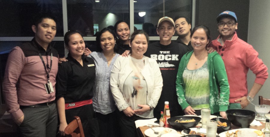 Max's Restaurant's assistant manager Jonathan Matias (extreme left) and marketing coordinator Allin Posadas (3rd from left) with some of their crew members personally welcomed the Pinoy Edmonton News family recently.(Photo courtesy of Max's Restaurant)