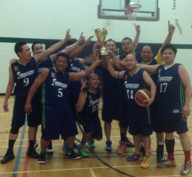 Crosstown Auto Centre led by their president Joe Medina (No.5) celebrates after winning the master's division of the Spring League.(PSA photo)