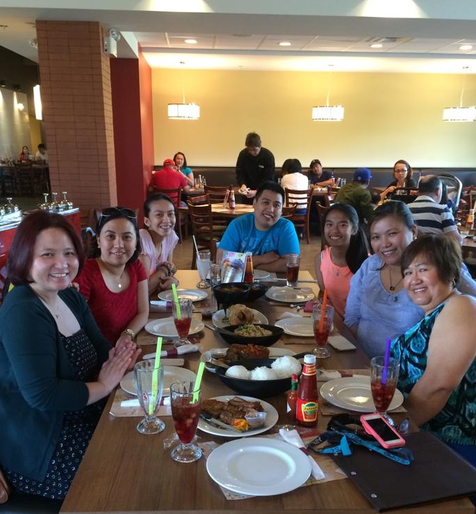 Filipino-Edmontonians Marj, Vidz, Evette, Andrae, Zhea, Aileen and Mildred are all smiles at Max's Restaurant where they enjoyed their native land's cuisine. Today is Max's grand opening.