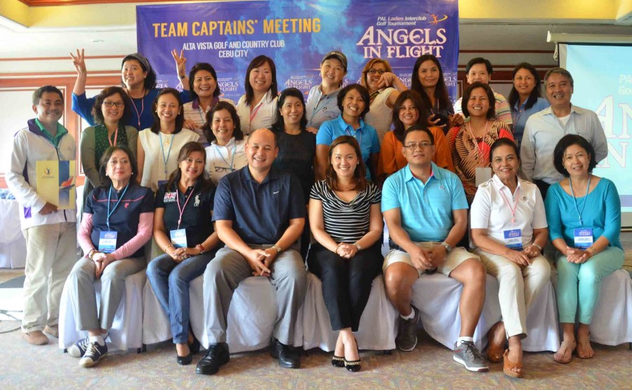 9th LADIES INTERCLUB. A total of 25 teams, including one from Australia, have so far registered for this year's 9th PAL Ladies Interclub golf tournament being hosted this year by Alta Vista Golf and Country Club in Pardo, Cebu City from October 23 to 25, 2014, with the theme "Angels in Flight". Photo shows the team captains during their first meeting last August 8 at Alta Vista, together with Ana Leah Rodriguez, PAL head of Marketing and Interclub chairperson; Chris Lebumfacil, PAL OIC for Visayas sales; Henry Arabelo, tournament director; and Nimrod Quinones, general manager of the host club.(PAL Corporate Communications)