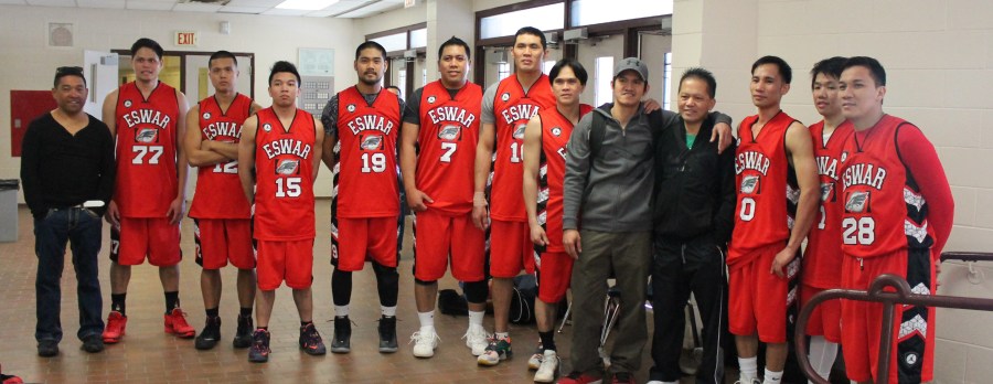 Sponsor Alwin Esguerra(4th from right) proudly poses with his team, which is 80 percent composed of Filipino temporary foreign workers, after their first win. Putting up a team in the PSA, he said, is one way of keeping in touch with his kababayans and forging stronger friendship with other members of the Filipino community.(Photo by Moses Billacura/pinoy edmonton news) 